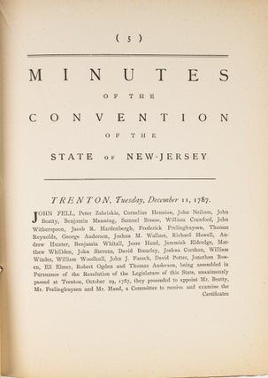 Item #34232 Minutes of the Convention of...New Jersey...1787. Trenton, 1888. New Jersey