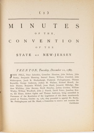 Item #34235 Minutes of the Convention of...New Jersey...1787. Trenton, 1888. New Jersey