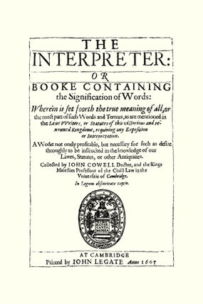 The Interpreter: Or Booke Containing the Signification of Words...