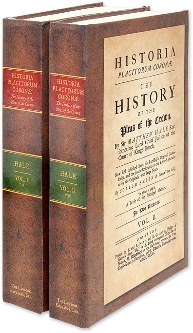Item #35516 Historia Placitorum Coronae. The History of the Pleas of the Crown. Sir Matthew Hale, Sollem Emlyn.