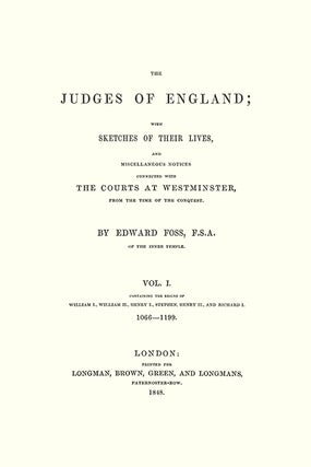 The Judges of England. 9 Vols. Complete set.
