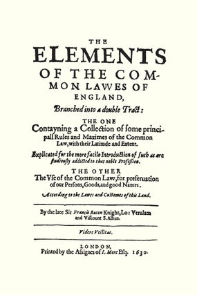 The Elements of the Common Laws of England, Branched into a Double...