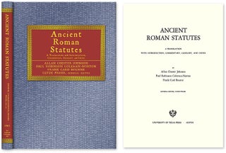Item #36535 Ancient Roman Statutes: A Translation with Introduction, Commentary. Allan Chester...