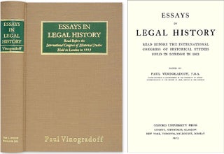 Item #36538 Essays in Legal History before the International Congress of. Sir Paul Vinogradoff