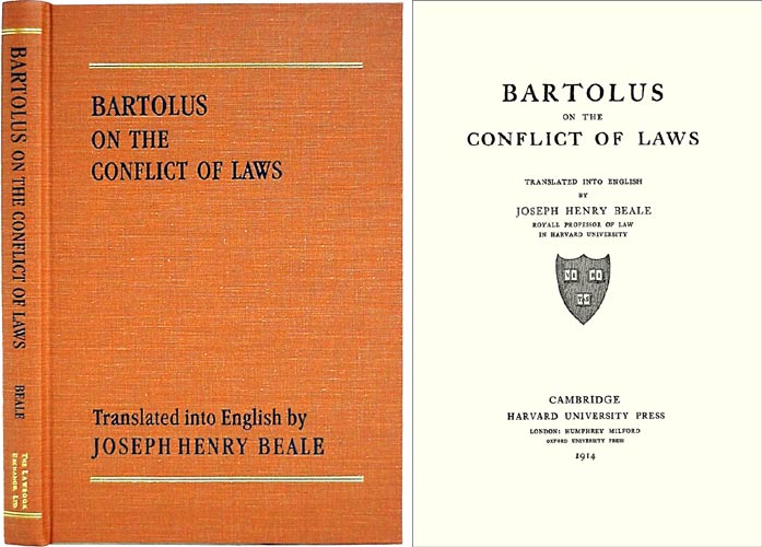 Item #36540 Bartolus on the Conflict of Laws. Joseph H. Beale.