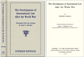 Item #36582 The Development of International Law after the World War. Otfried Nippold