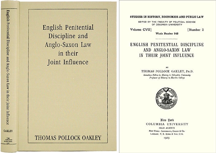 Item #36584 English Penitential Discipline and Anglo-Saxon Law. Thomas Pollock Oakley.