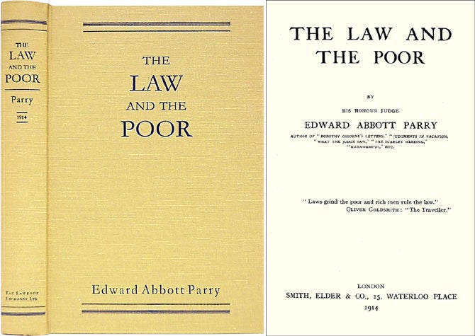 Item #36587 The Law and the Poor. Edward Abbott Parry.