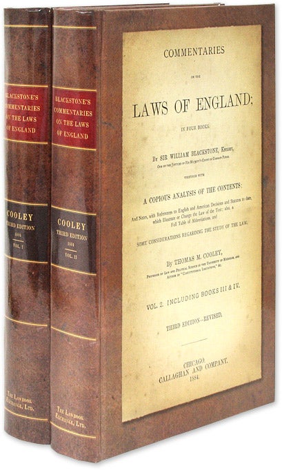 Item #36929 Commentaries on the Laws of England; In Four Books. With A Copious. Sir William Blackstone, Thomas M. Cooley.