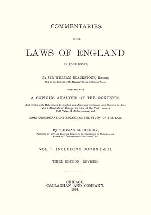 Commentaries on the Laws of England; In Four Books. With A Copious...