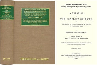 Item #37322 Private International Law, and the Retrospective Operation of. Friedrich Carl von...