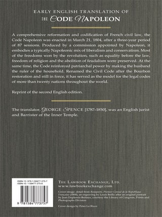 The Code Napoleon; Or, the French Civil Code.