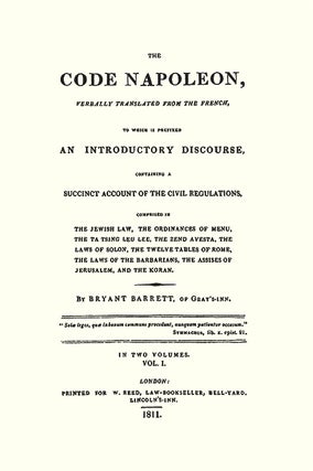 The Code Napoleon, Verbally Translated From the French: To Which is...