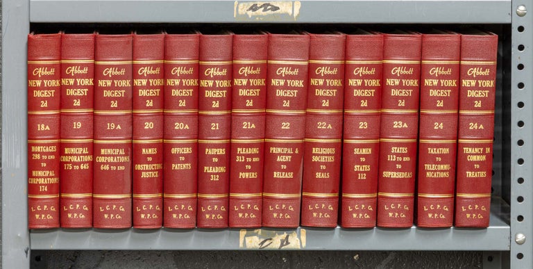 Item #38085 Abbott's New York Digest 2d. Volumes 18A to 24A, in 13 books. West Publishing Co.