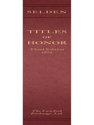 Titles of Honor. Carefully Corrected with Additions and Amendments...