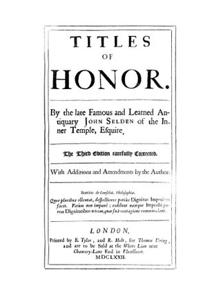 Titles of Honor. Carefully Corrected with Additions and Amendments...