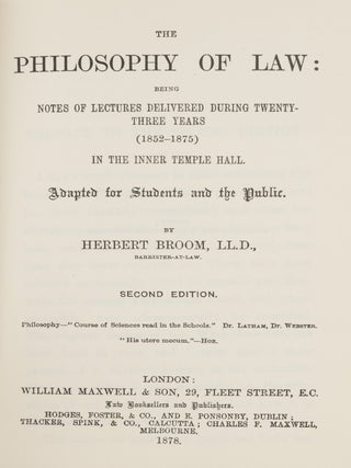 The Philosophy of Law: Being Notes of Lectures Delivered During...