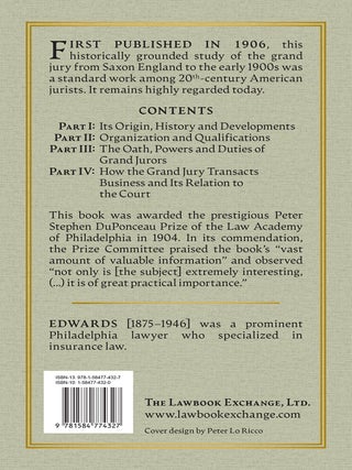 The Grand Jury: An Essay. Awarded the Peter Stephen Duponceau Prize...