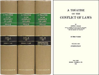 Item #38842 A Treatise on the Conflict of Laws. 3 Vols. 1st ed. Joseph H. Beale