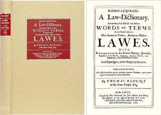 Item #39063 Nomo-Lexikon [Lexicon]: A Law Dictionary. Interpreting Such Difficult. Thomas Blount