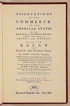 Item #39251 Observations on the Commerce of the American States with Europe and. John Adams