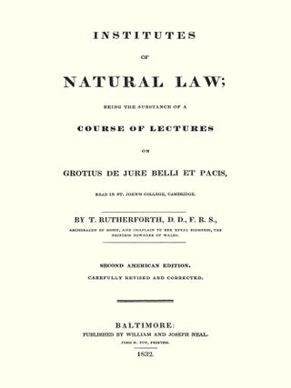 Institutes of Natural Law; Being the Substance of a Course of...