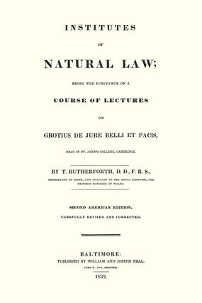 Institutes of Natural Law; Being the Substance of a Course of...