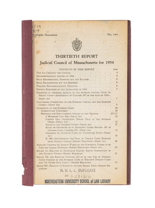 Item #39449 Thirtieth Report: Judicial Council of Massachusetts for 1954. Massachusetts