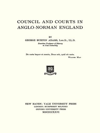 Council and Courts in Anglo-Norman England