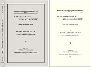 Item #39941 In Re Shakespeare's "Legal Acquirements": Notes by an Unbeliever. William C. Devecmon