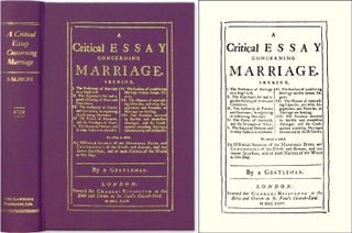 Item #39986 A Critical Essay Concerning Marriage. Shewing, I. The Preference of. Thomas Salmon