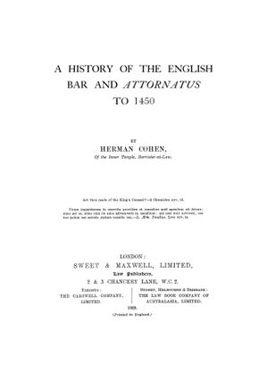 A History of the English Bar and Attornatus to 1450.