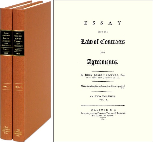 Item #40732 Essay Upon the Law of Contracts and Agreements. 2 Vols. John Joseph Powell.