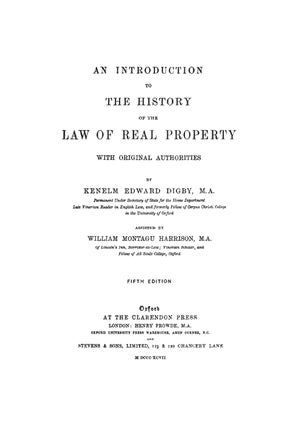 An Introduction to the History of the Law of Real Property...