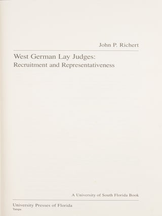West German Lay Judges: Recruitment and Representativeness.