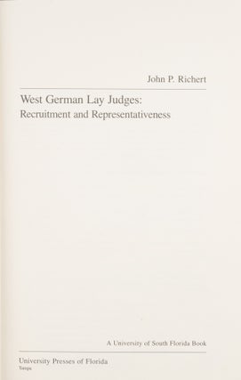 West German Lay Judges: Recruitment and Representativeness.