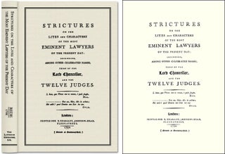 Item #41212 Strictures on the Lives and Characters of the Most Eminent Lawyers. Leman Thomas Rede