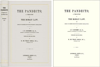 Item #41308 The Pandects: A Treatise on the Roman Law and its Connection with. J. E. Goudsmit, R....