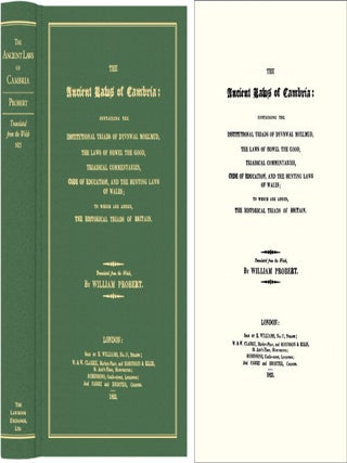 Item #41360 The Ancient Laws of Cambria: Containing the Institutional Triads of. William Probert