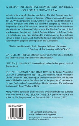 The Commentaries of Gaius and Rules of Ulpian.