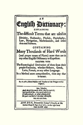An English Dictionary: Explaining the Difficult Terms...