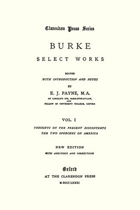 Select Works. Edited with an Introduction and Notes by E.J.