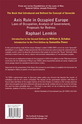 Axis Rule in Occupied Europe, 2nd ed: Laws of Occupation, Analysis...
