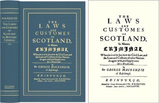 Item #42323 The Laws and Customes of Scotland, in Matters Criminal. George Mackenzie, J....