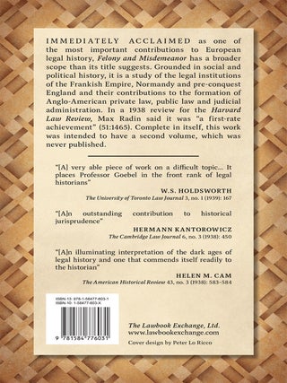 Felony and Misdemeanor: A Study in the History of English Criminal...