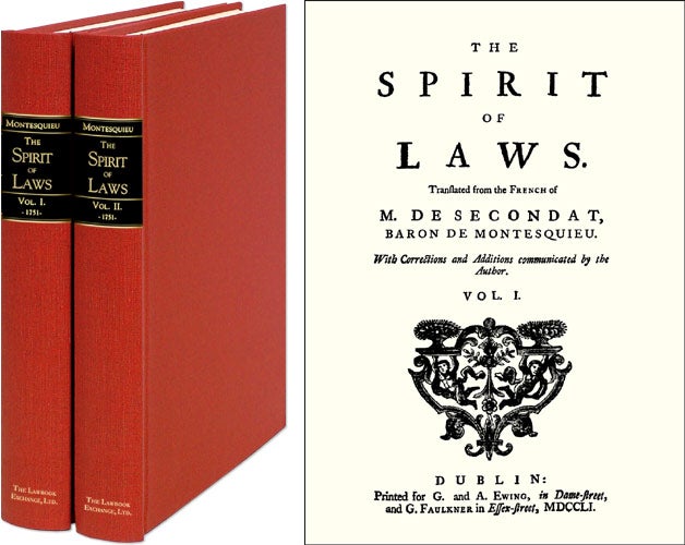 The Spirit of Laws. Translated from the French. With Corrections