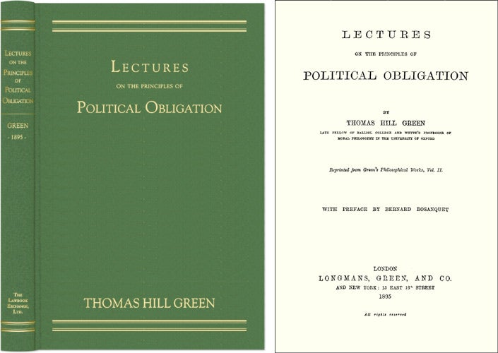 Item #42625 Lectures on the Principles of Political Obligation. Thomas Hill Green.