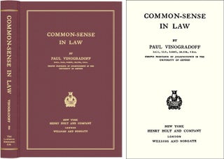 Item #42929 Common Sense in Law. Sir Paul Vinogradoff