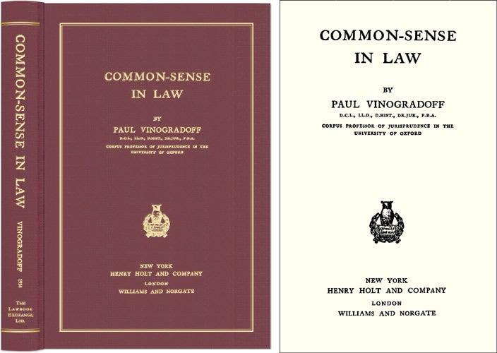 Item #42929 Common Sense in Law. Sir Paul Vinogradoff.