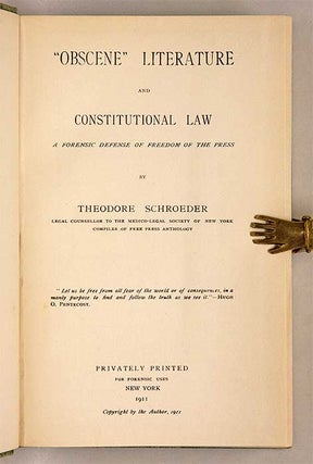 Obscene Literature and Constitutional Law: A Forensic Defense of...